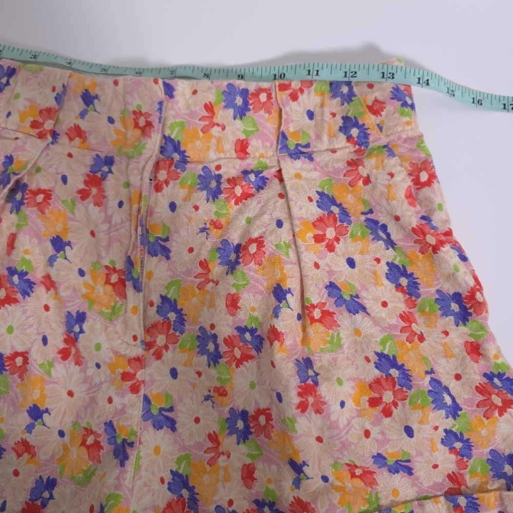 Somethimg Navy Linen Blend Floral Lightweight Shorts Size Medium - Picture 4 of 10